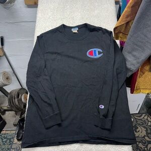 Vintage Champion Black Long Sleeve Tee with sewn on Logo, size XXL